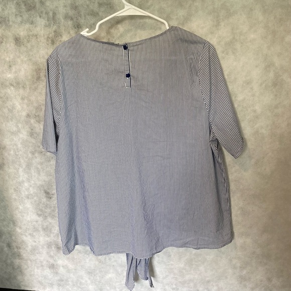 Lane Bryant Blue White Stripe Nautical Floral Embroidery Waist Women's 14 16 - Picture 12 of 16